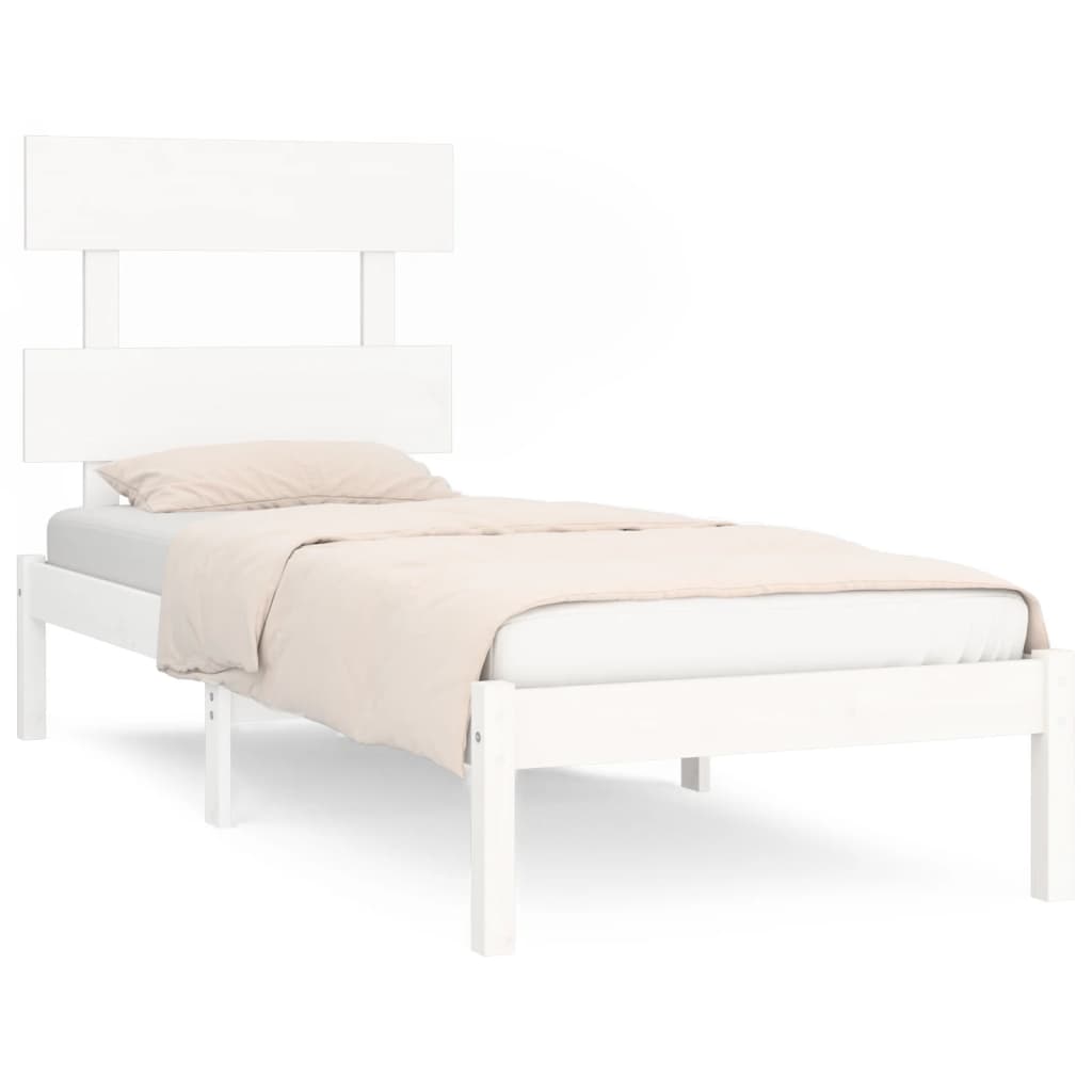 Cadre de lit sans matelas blanc 90x200 cm bois massif - XIOS
