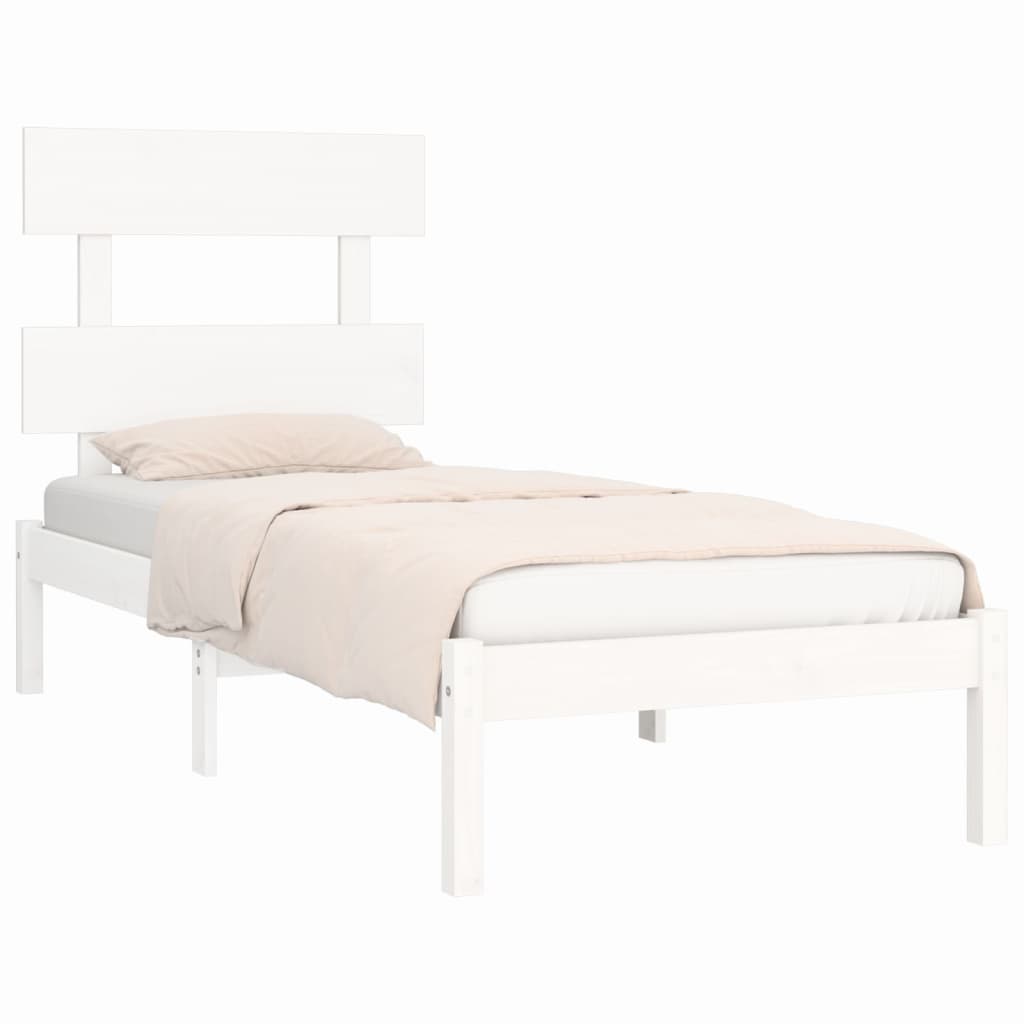 Cadre de lit sans matelas blanc 100x200 cm bois massif - XIOS