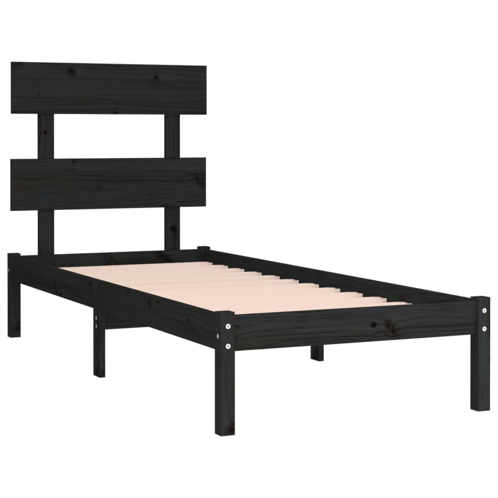 Cadre de lit sans matelas noir 100x200 cm bois massif - XIOS