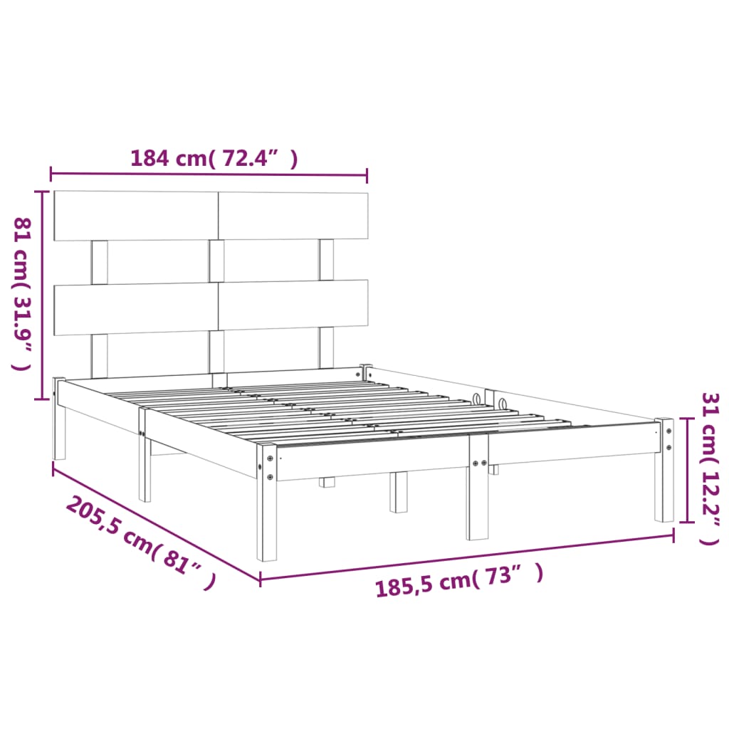 Cadre de lit sans matelas 180x200 cm bois massif - XIOS
