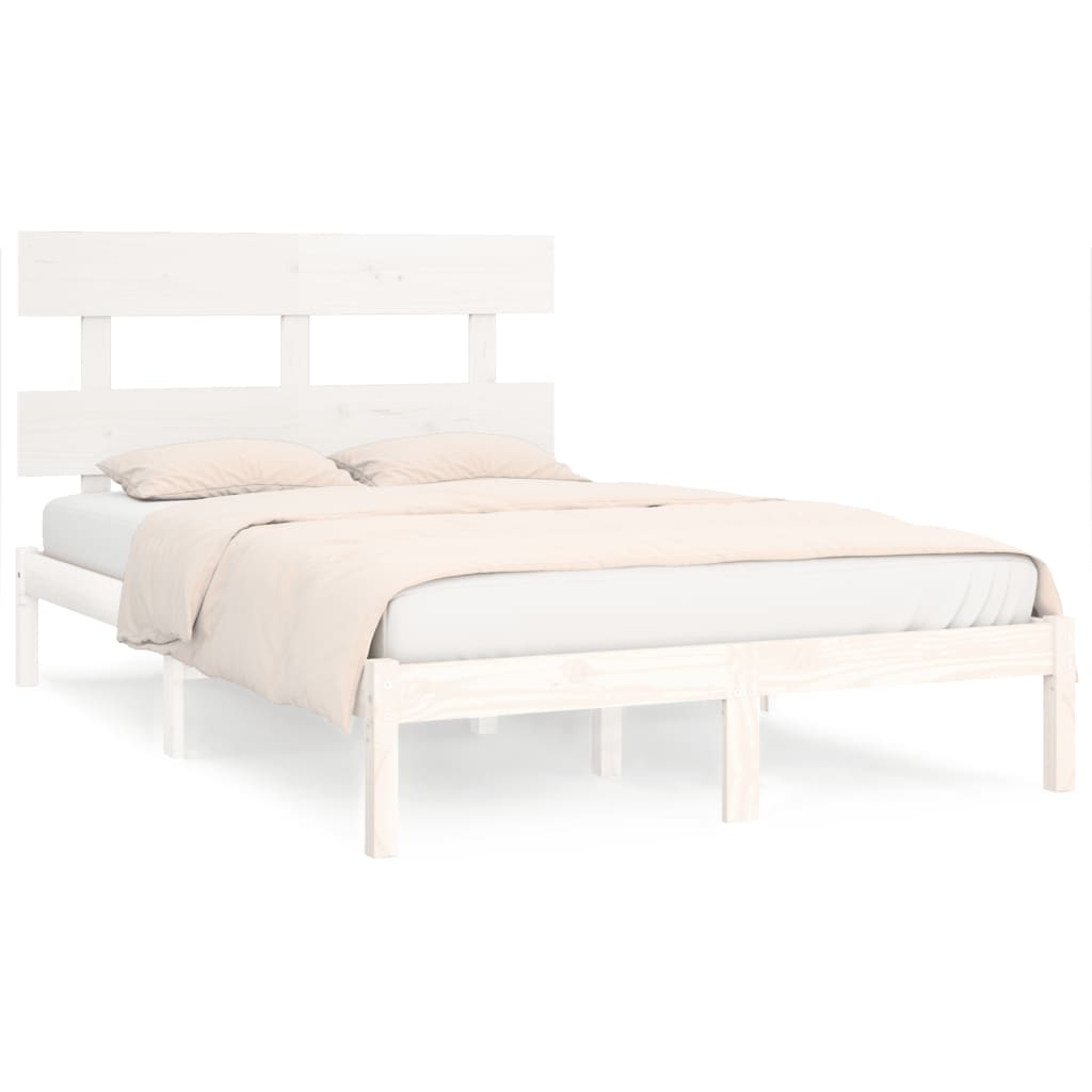 Cadre de lit sans matelas blanc 180x200 cm bois massif - XIOS