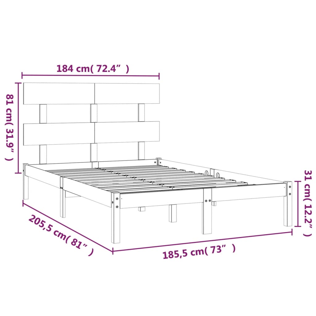 Cadre de lit sans matelas blanc 180x200 cm bois massif - XIOS