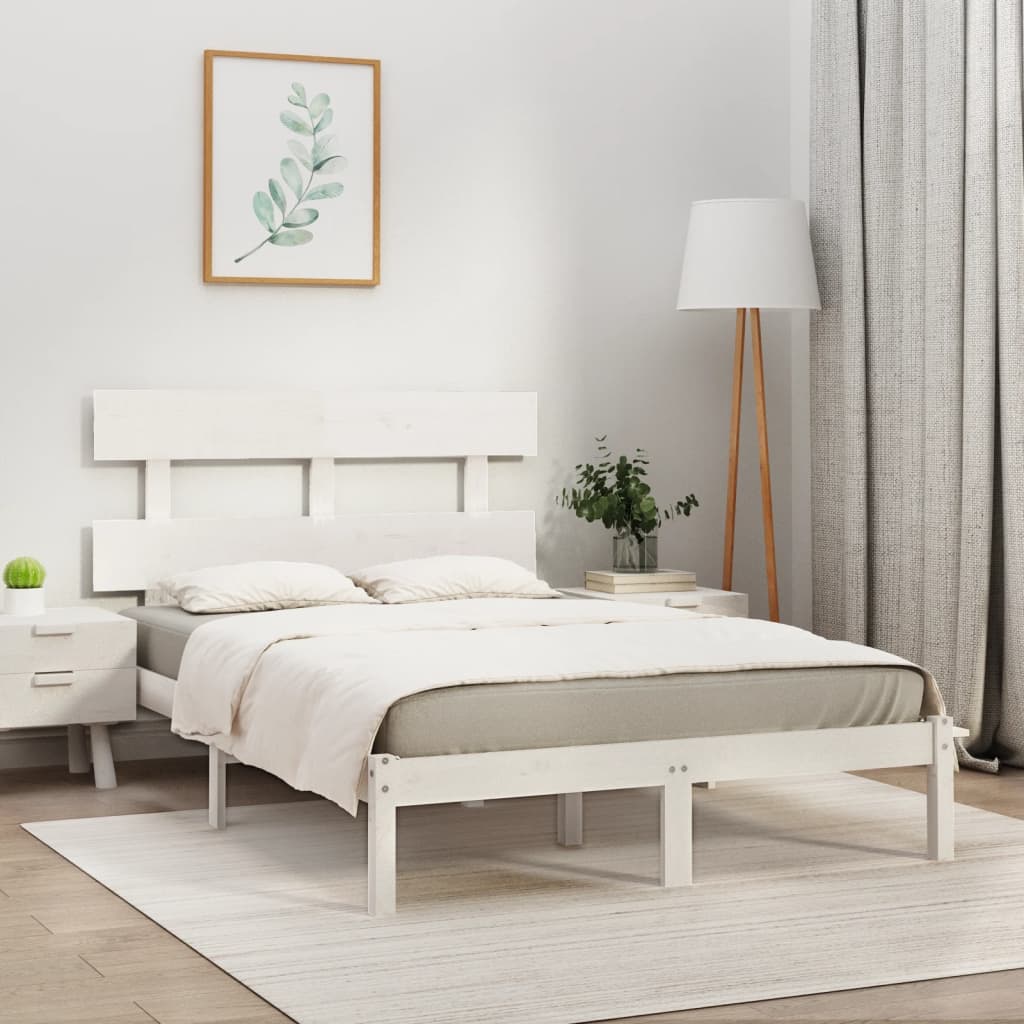 Cadre de lit sans matelas blanc 180x200 cm bois massif - XIOS