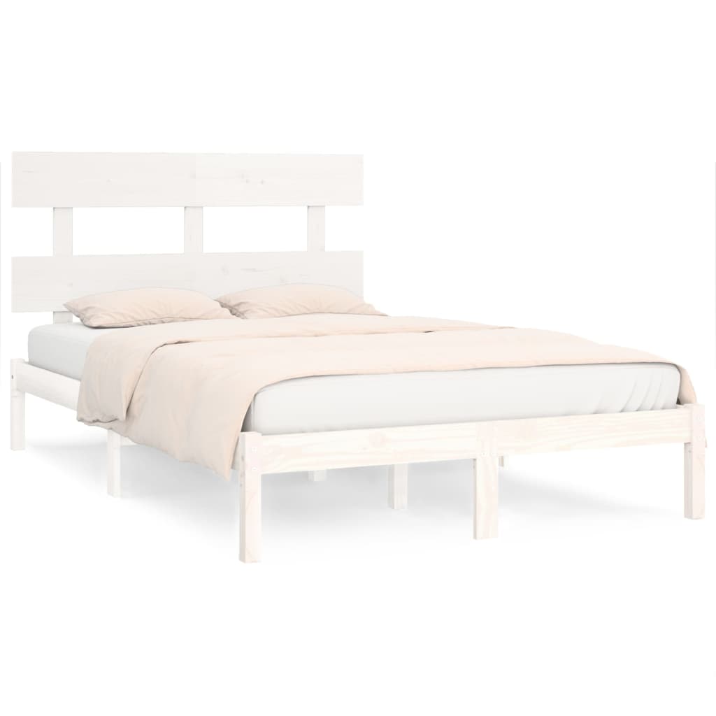 Cadre de lit sans matelas blanc 200x200 cm bois massif - XIOS