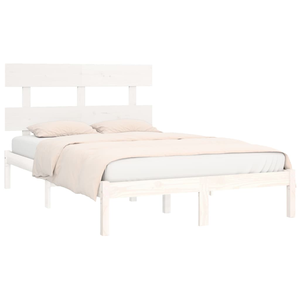 Cadre de lit sans matelas blanc 200x200 cm bois massif - XIOS