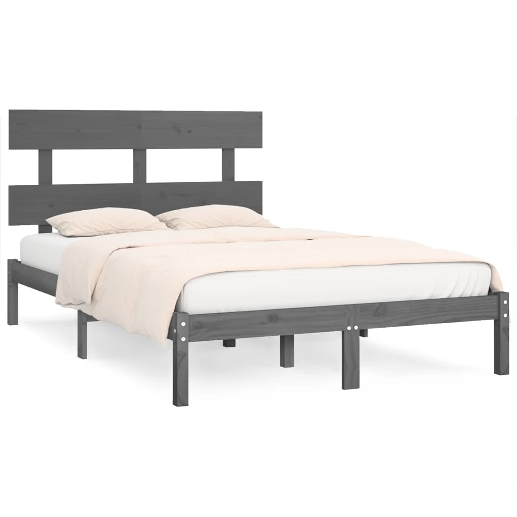 Cadre de lit sans matelas gris 200x200 cm bois massif - XIOS