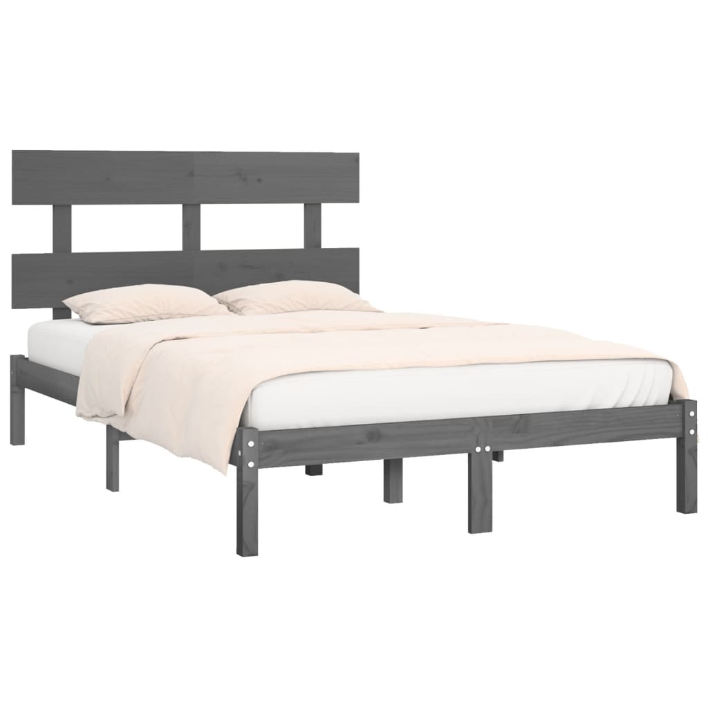 Cadre de lit sans matelas gris 200x200 cm bois massif - XIOS