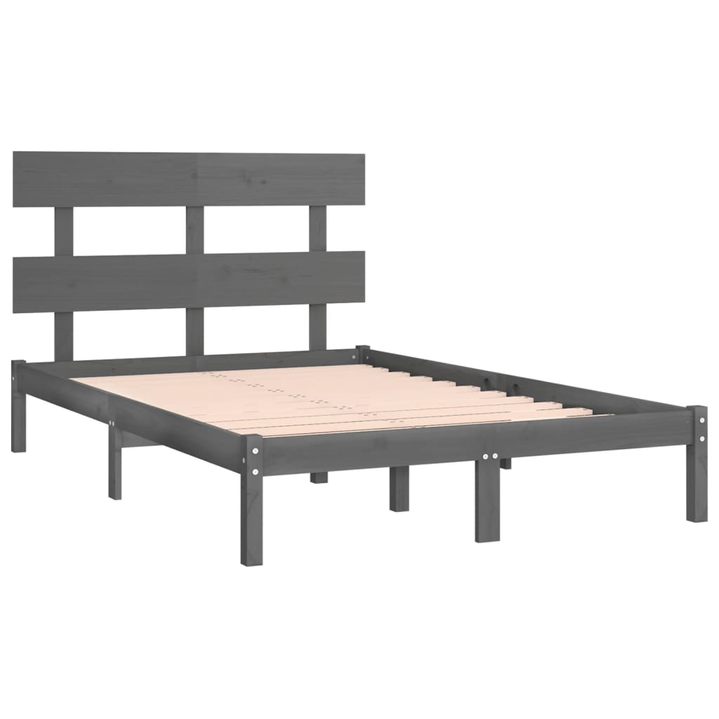 Cadre de lit sans matelas gris 200x200 cm bois massif - XIOS