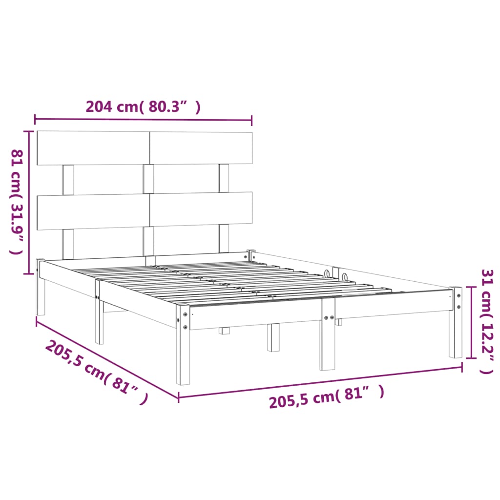 Cadre de lit sans matelas marron miel 200x200 cm bois massif - XIOS