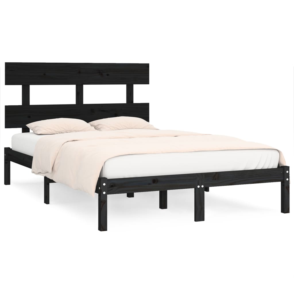Cadre de lit sans matelas noir 200x200 cm bois massif - XIOS