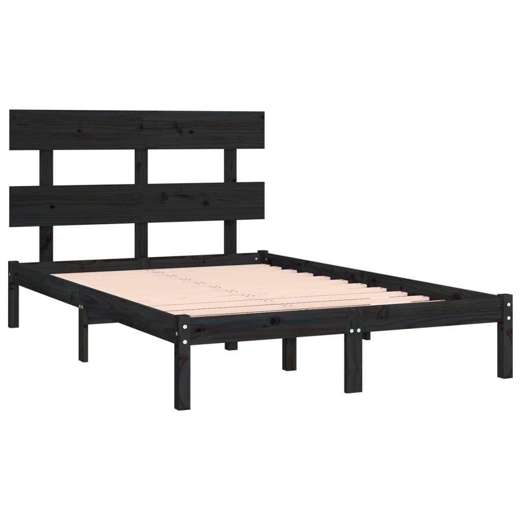 Cadre de lit sans matelas noir 200x200 cm bois massif - XIOS