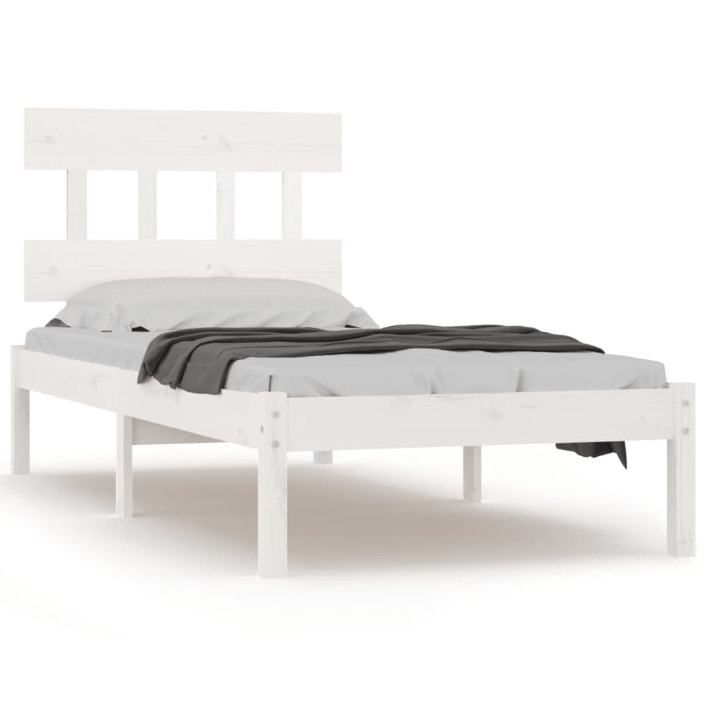 Cadre de lit sans matelas blanc 100x200 cm bois massif - XIOS