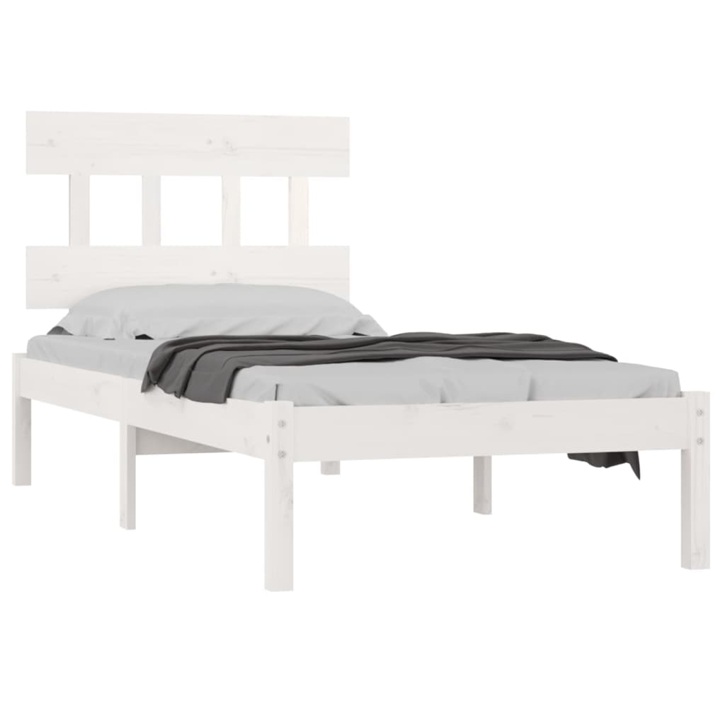 Cadre de lit sans matelas blanc 100x200 cm bois massif - XIOS