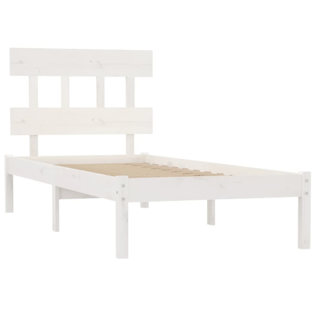 Cadre de lit sans matelas blanc 100x200 cm bois massif - XIOS