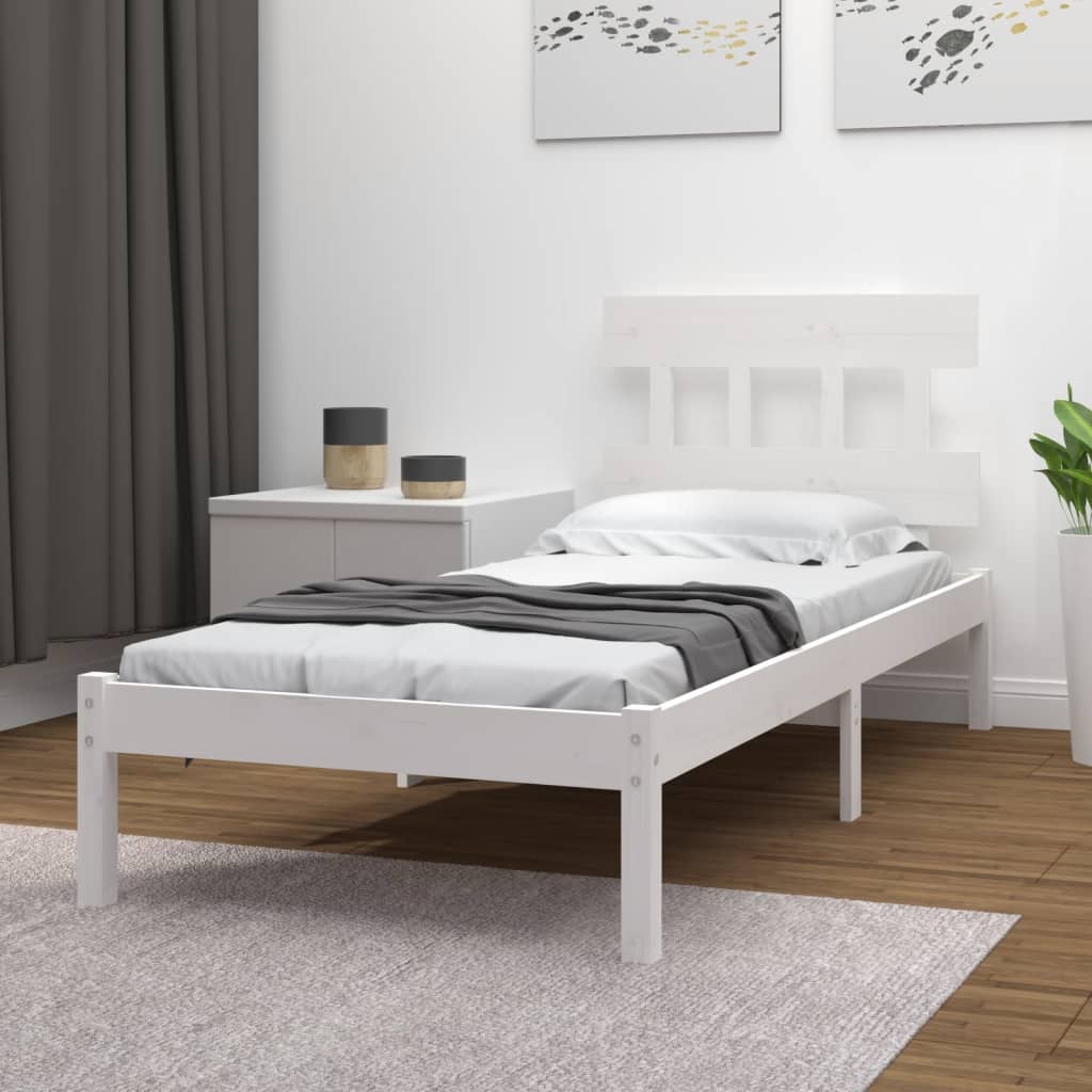 Cadre de lit sans matelas blanc 100x200 cm bois massif - XIOS