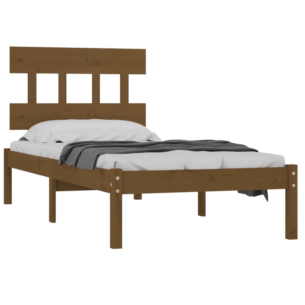 Cadre de lit sans matelas marron miel 100x200 cm bois massif - XIOS