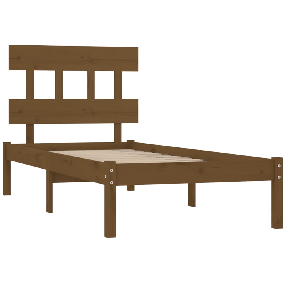Cadre de lit sans matelas marron miel 100x200 cm bois massif - XIOS