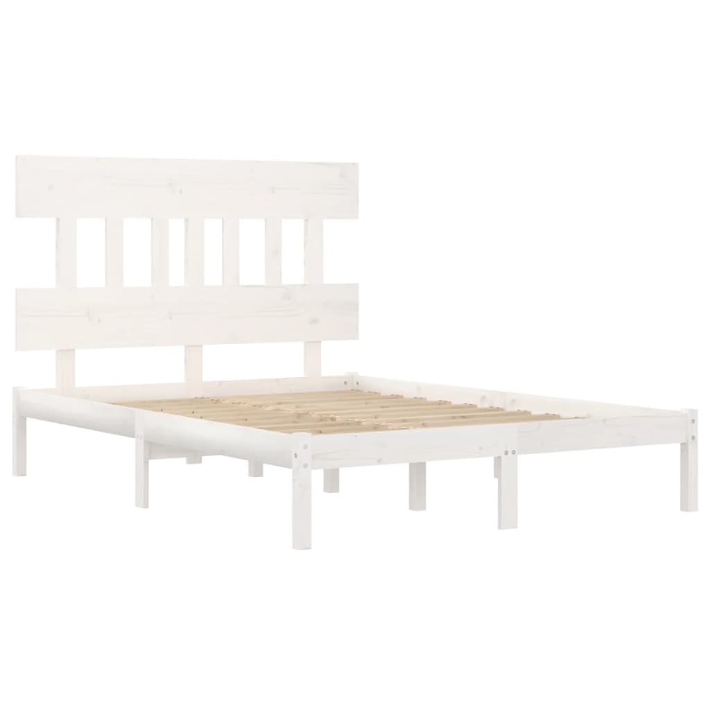 Cadre de lit sans matelas blanc 160x200 cm bois massif - XIOS