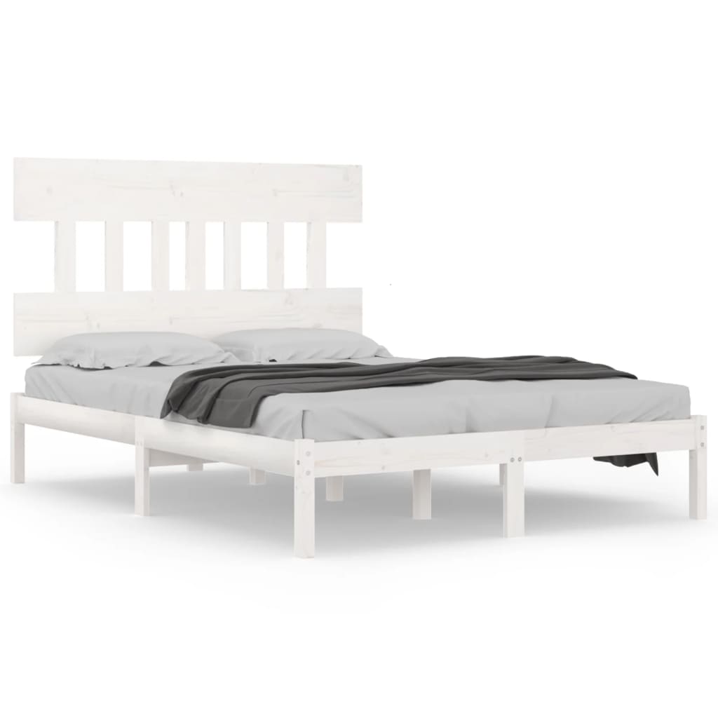 Cadre de lit sans matelas blanc 180x200 cm bois massif - XIOS