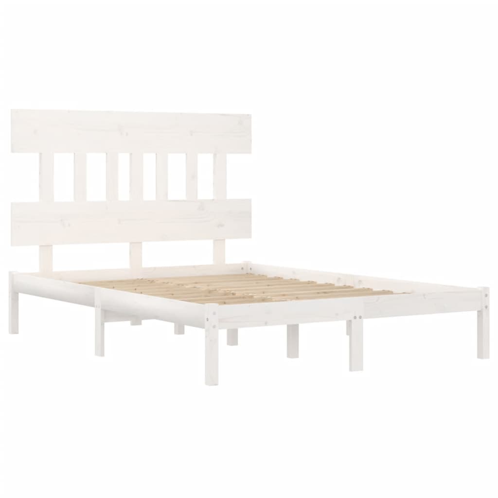 Cadre de lit sans matelas blanc 180x200 cm bois massif - XIOS