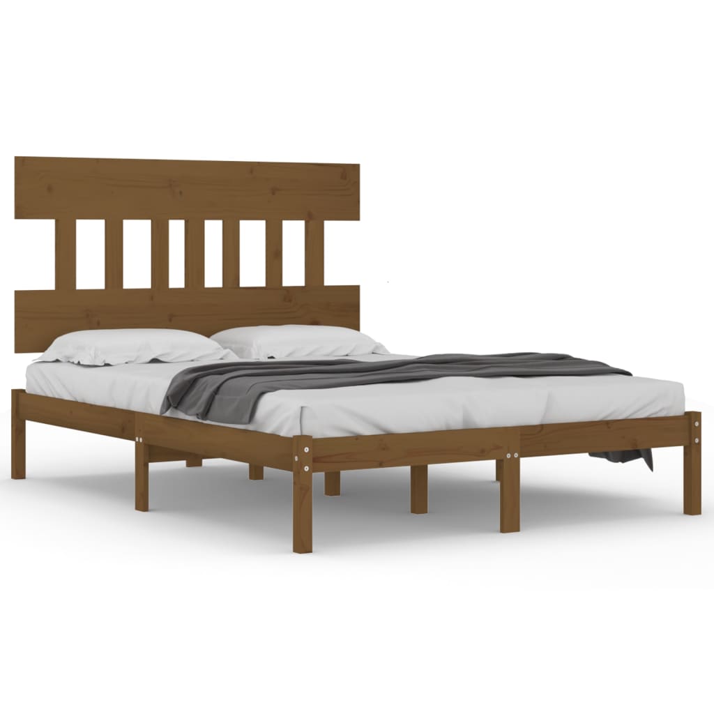 Cadre de lit sans matelas marron miel 200x200 cm bois massif - XIOS