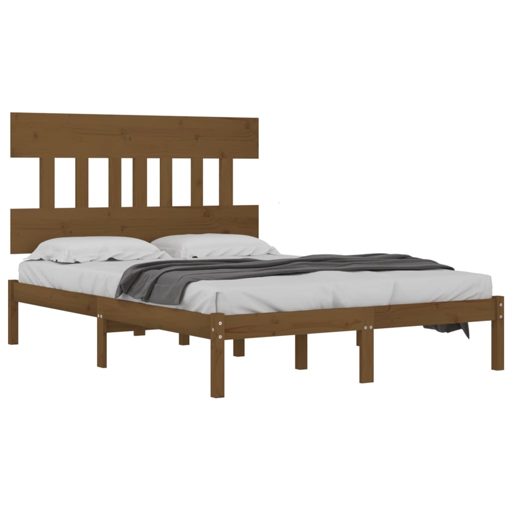 Cadre de lit sans matelas marron miel 200x200 cm bois massif - XIOS
