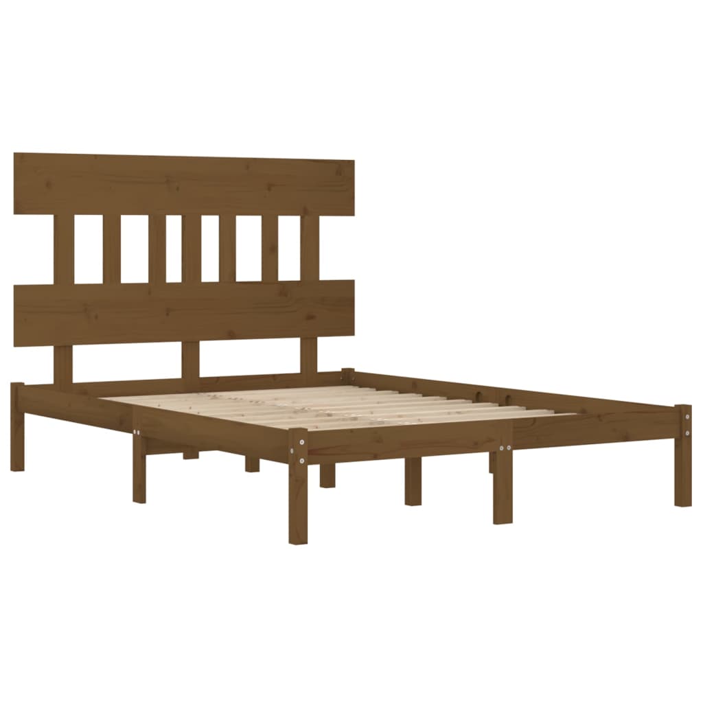 Cadre de lit sans matelas marron miel 200x200 cm bois massif - XIOS
