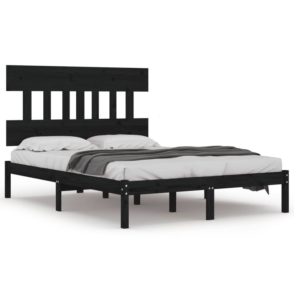 Cadre de lit sans matelas noir 200x200 cm bois massif - XIOS