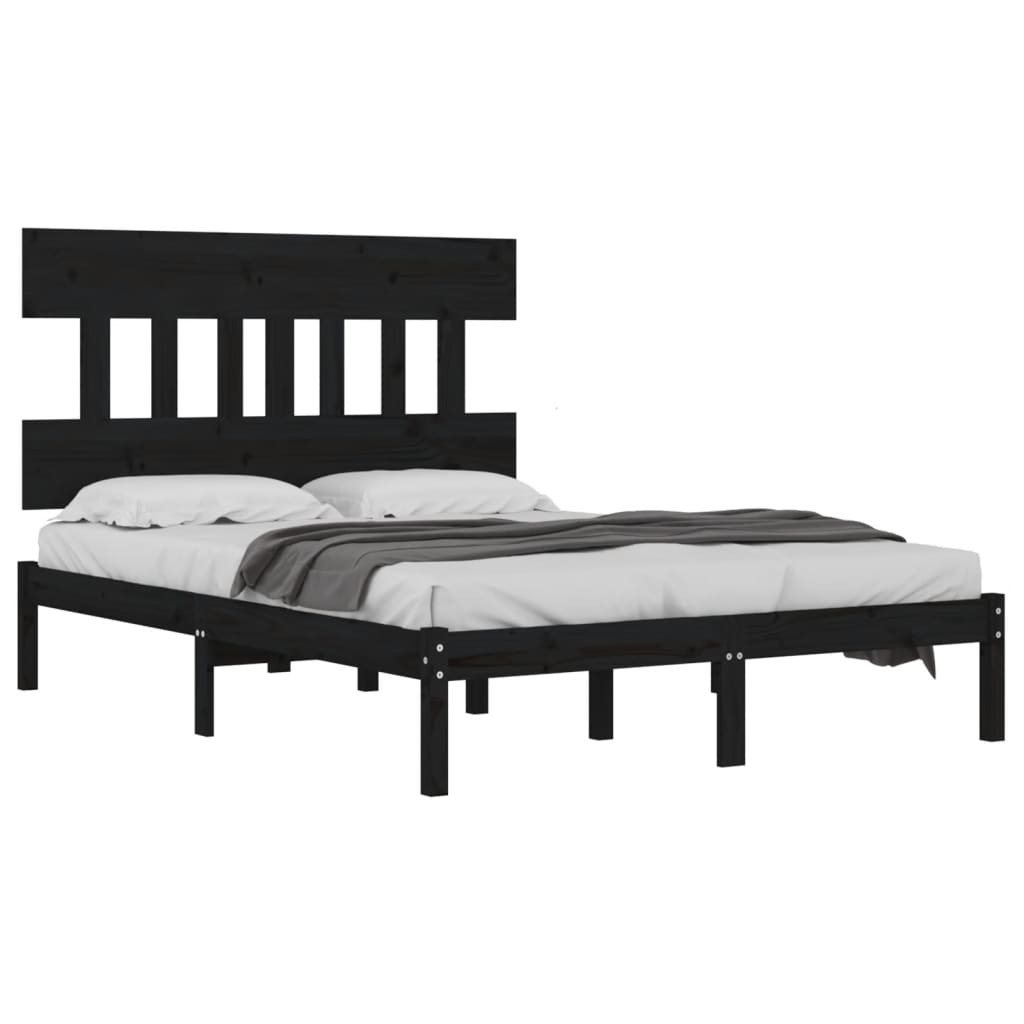 Cadre de lit sans matelas noir 200x200 cm bois massif - XIOS