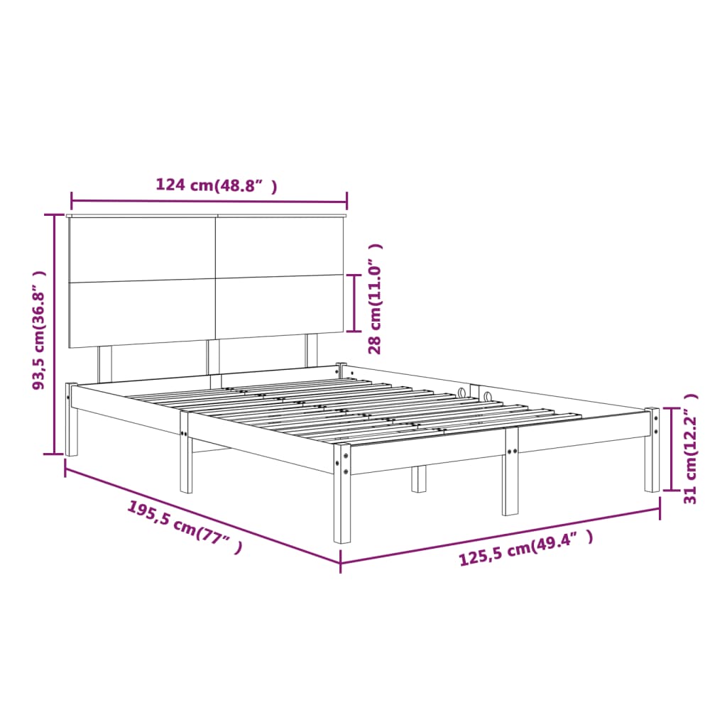 Cadre de lit sans matelas blanc 120x190 cm bois massif - XIOS