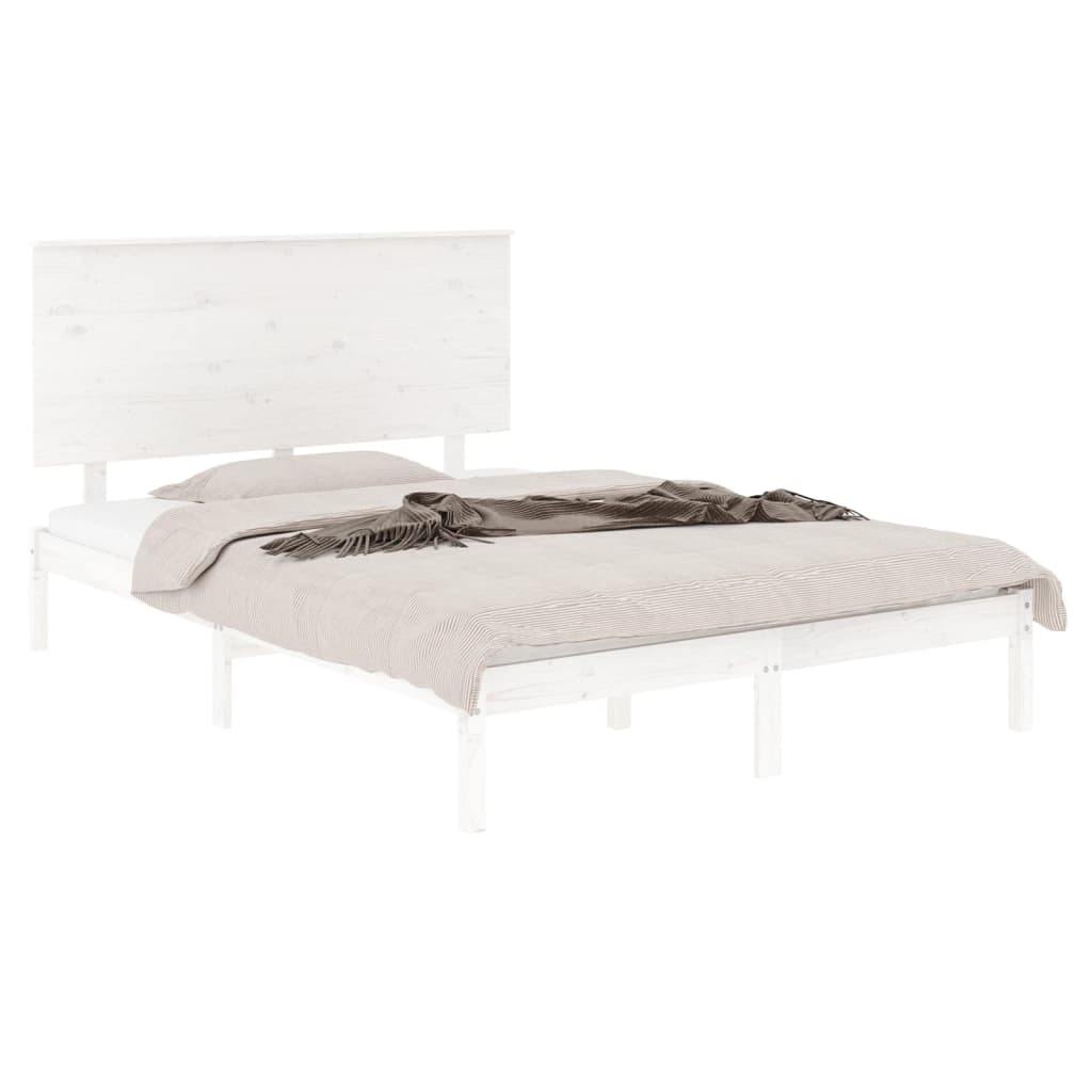 Cadre de lit sans matelas blanc 140x190 cm bois de pin massif - XIOS