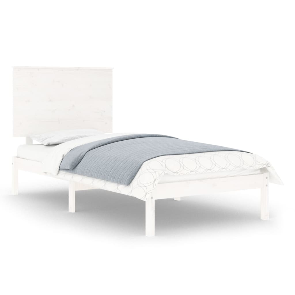Cadre de lit sans matelas blanc 100x200 cm bois de pin massif - XIOS
