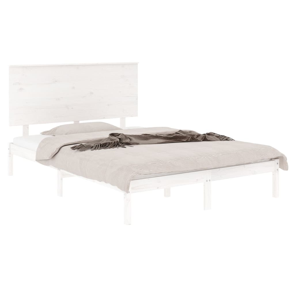 Cadre de lit sans matelas blanc 120x200 cm bois de pin massif - XIOS