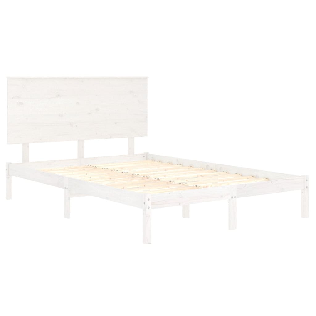 Cadre de lit sans matelas blanc 120x200 cm bois de pin massif - XIOS