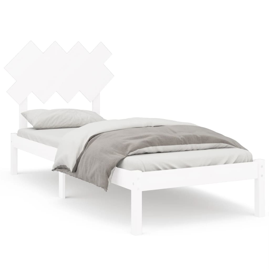 Cadre de lit sans matelas blanc 90x200 cm bois massif - XIOS