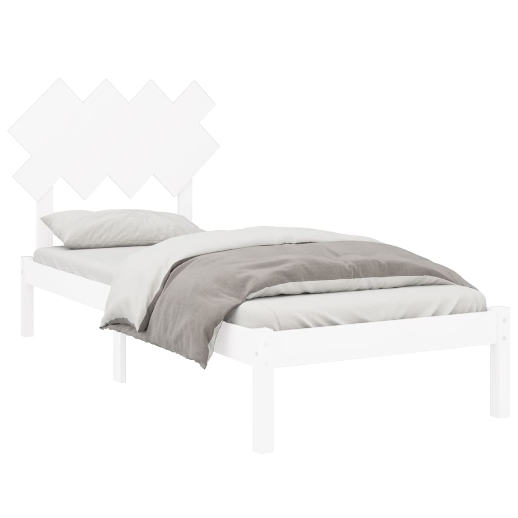 Cadre de lit sans matelas blanc 90x200 cm bois massif - XIOS
