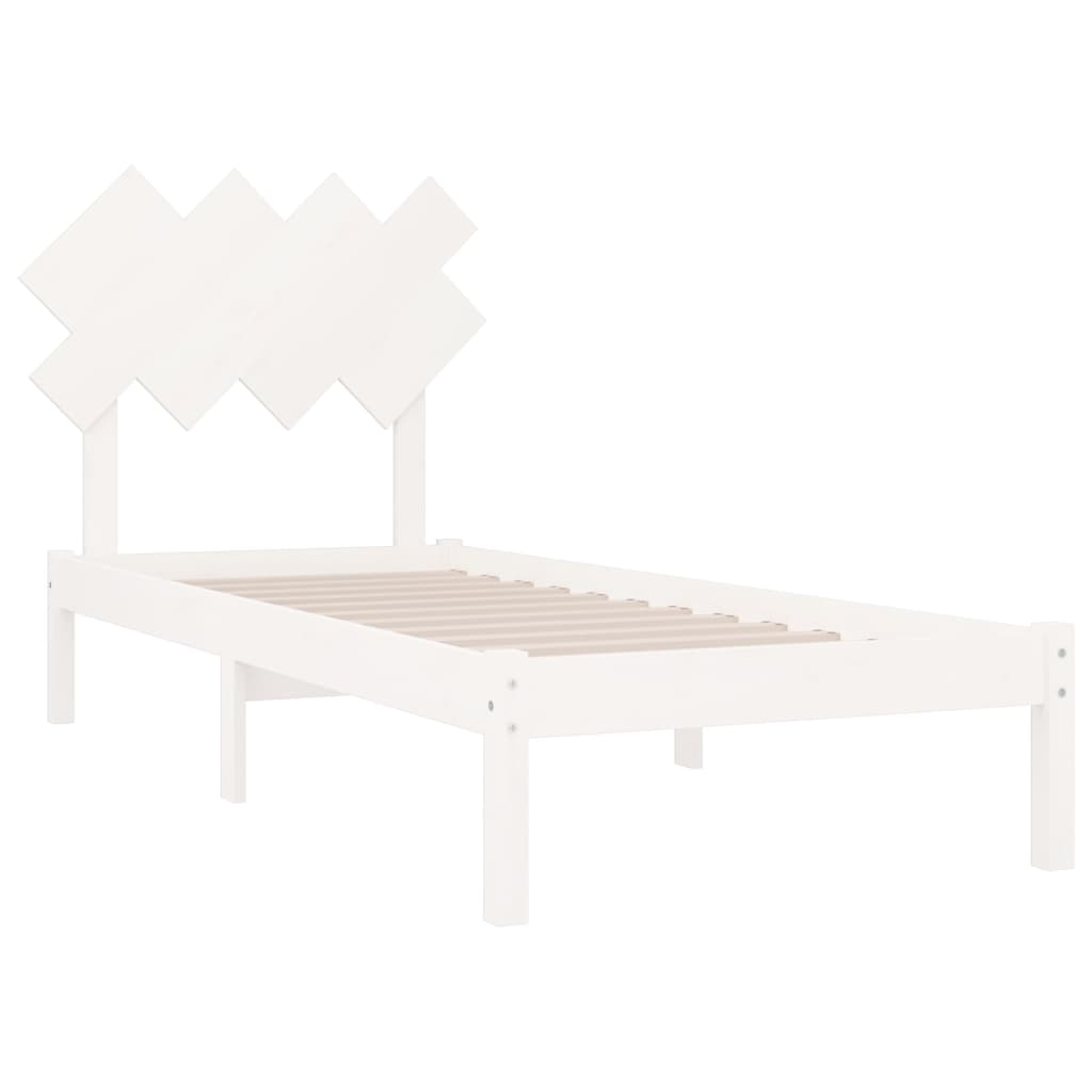 Cadre de lit sans matelas blanc 90x200 cm bois massif - XIOS