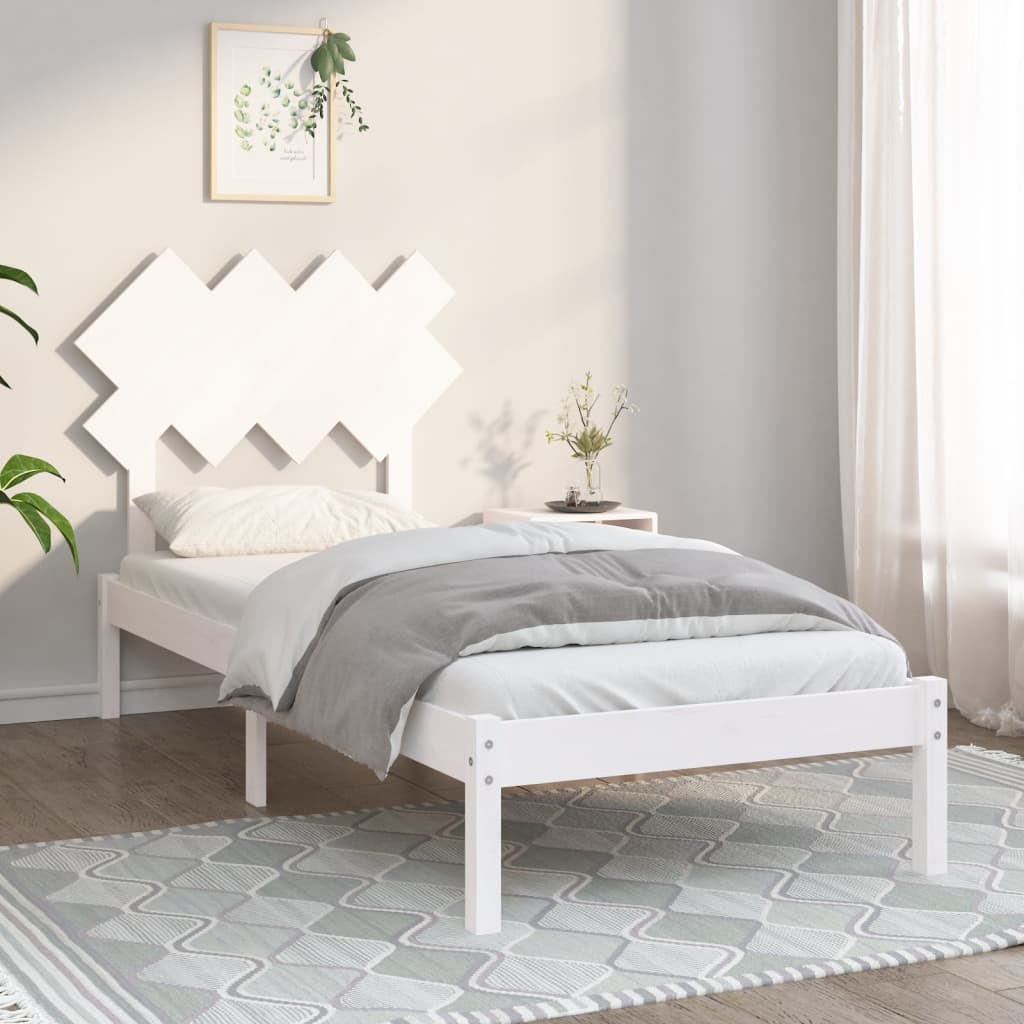 Cadre de lit sans matelas blanc 90x200 cm bois massif - XIOS