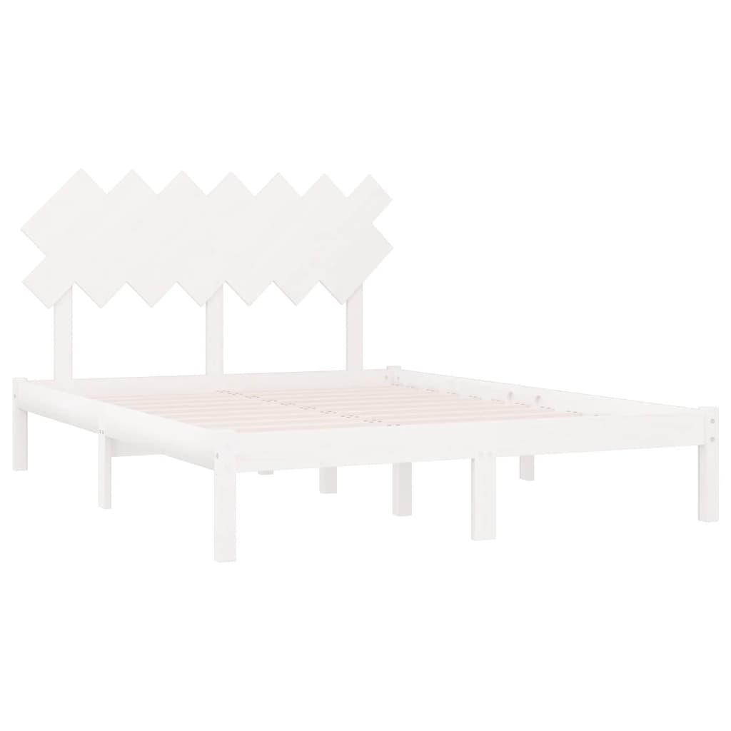 Cadre de lit sans matelas blanc 140x200 cm bois massif - XIOS