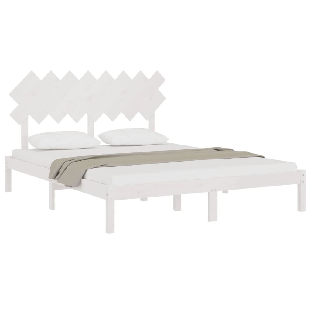 Cadre de lit sans matelas blanc 160x200 cm bois massif - XIOS