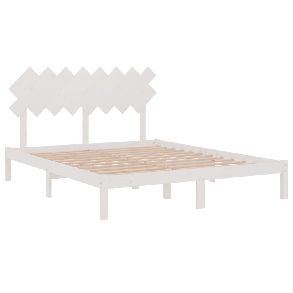 Cadre de lit sans matelas blanc 160x200 cm bois massif - XIOS