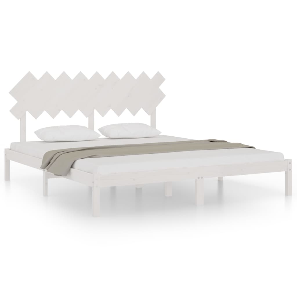 Cadre de lit sans matelas blanc 180x200 cm bois massif - XIOS