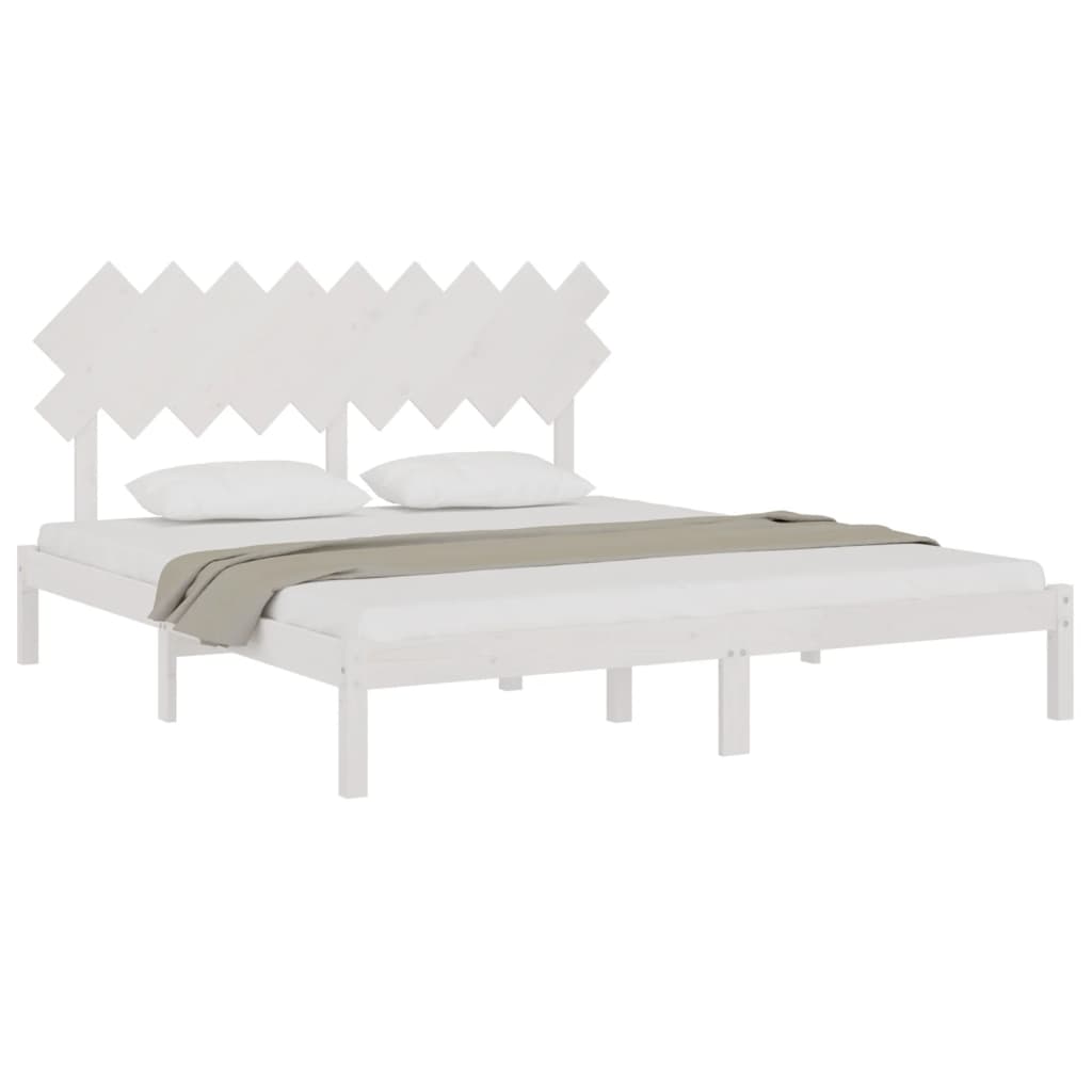 Cadre de lit sans matelas blanc 180x200 cm bois massif - XIOS