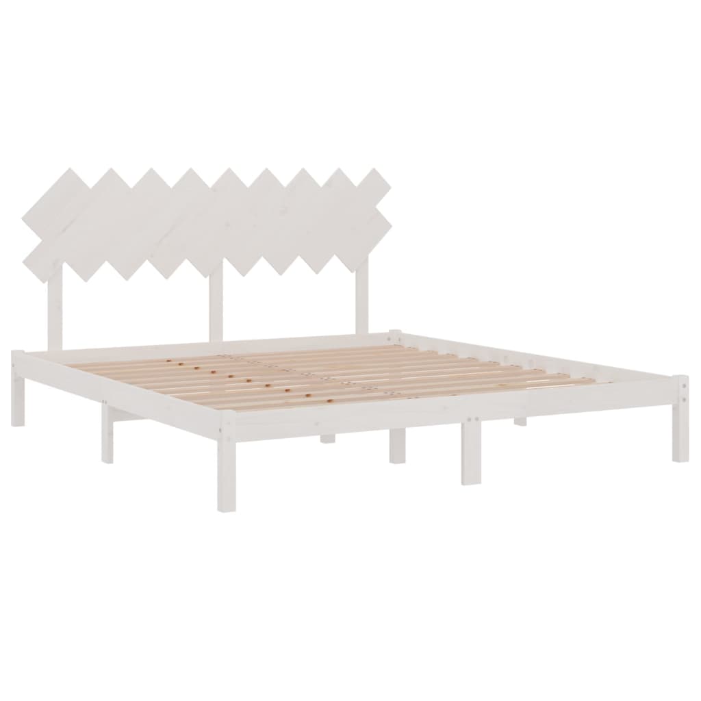 Cadre de lit sans matelas blanc 180x200 cm bois massif - XIOS