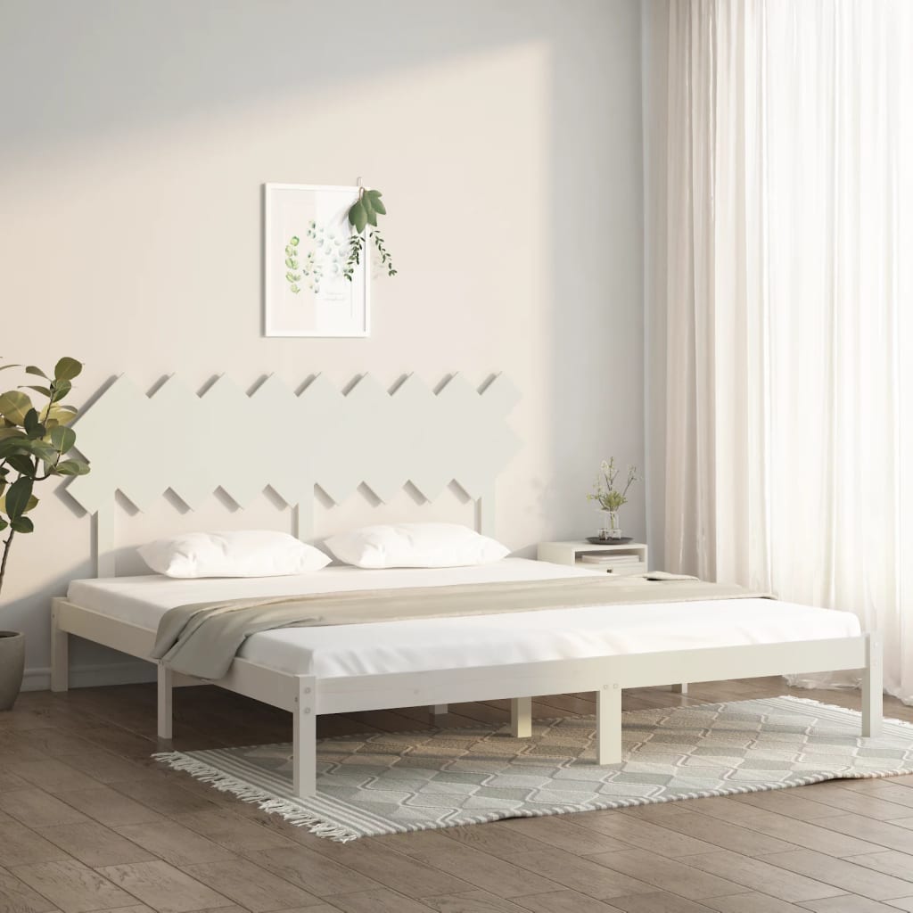 Cadre de lit sans matelas blanc 180x200 cm bois massif - XIOS