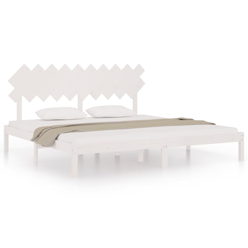 Cadre de lit sans matelas blanc 200x200 cm bois massif - XIOS
