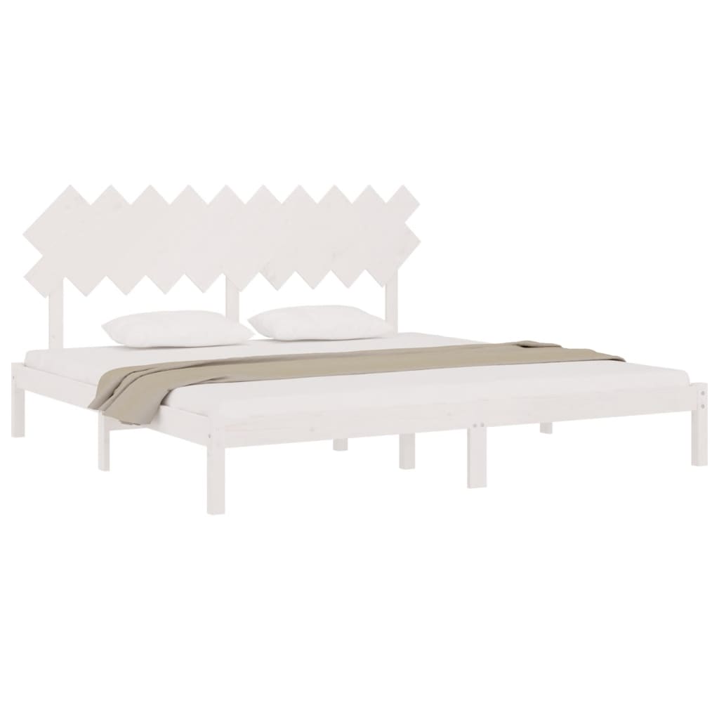 Cadre de lit sans matelas blanc 200x200 cm bois massif - XIOS