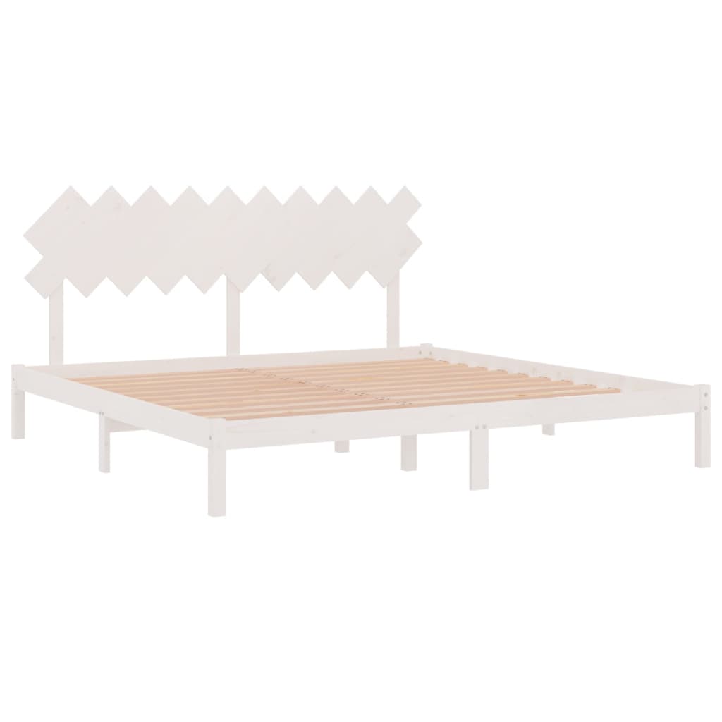 Cadre de lit sans matelas blanc 200x200 cm bois massif - XIOS