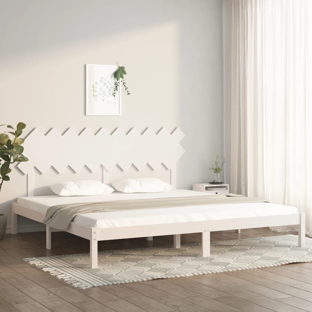 Cadre de lit sans matelas blanc 200x200 cm bois massif - XIOS
