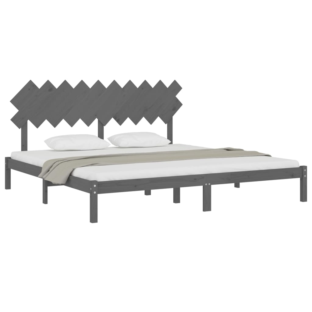 Cadre de lit sans matelas gris 200x200 cm bois massif - XIOS